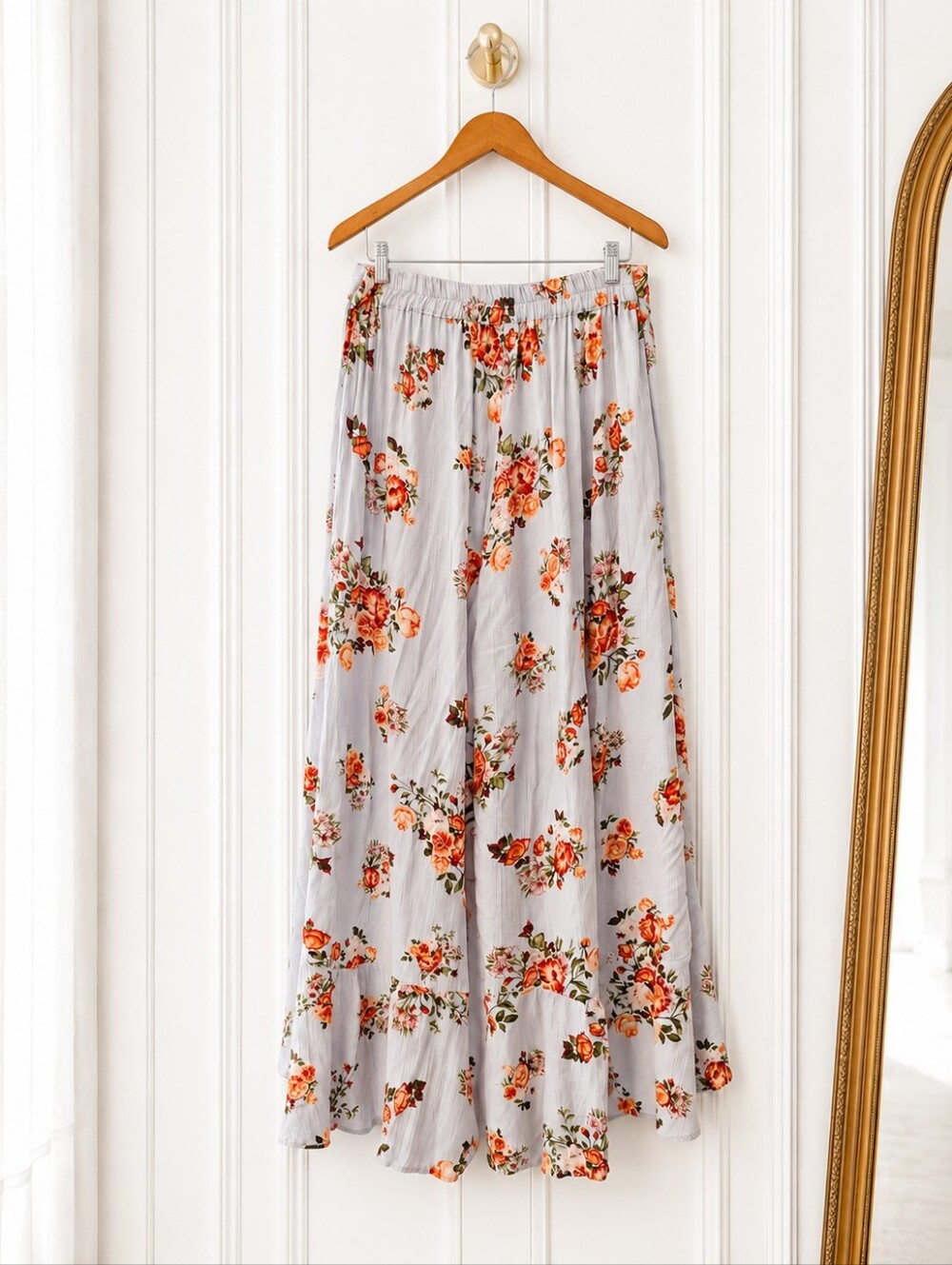 Angie Floral Wrap Pants Women's Large Boho Wide Leg Palazzo Resort Vacation - Picture 6 of 8